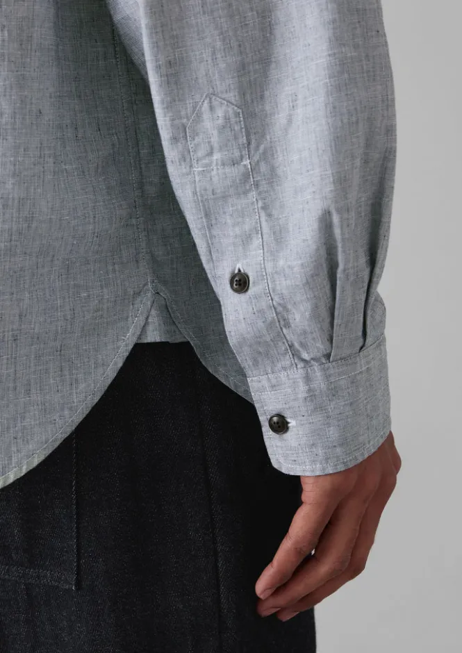 Linen|Workwear-TOAST Chambray Cotton Linen Shirt Charcoal