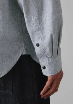 Linen|Workwear-TOAST Chambray Cotton Linen Shirt Charcoal