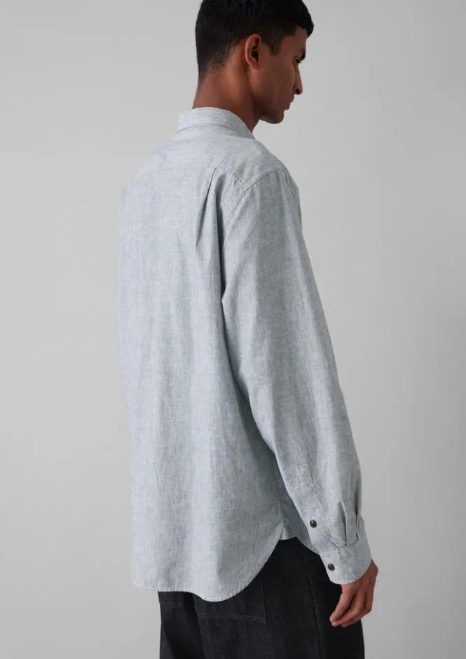 Linen|Workwear-TOAST Chambray Cotton Linen Shirt Charcoal