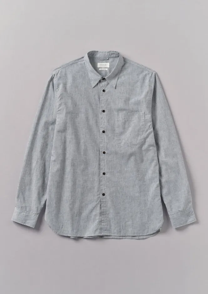 Linen|Workwear-TOAST Chambray Cotton Linen Shirt Charcoal
