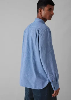 Linen|Workwear-TOAST Chambray Cotton Linen Shirt DustyNavy