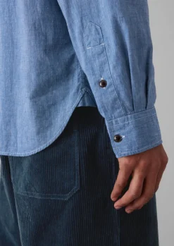 Linen|Workwear-TOAST Chambray Cotton Linen Shirt DustyNavy