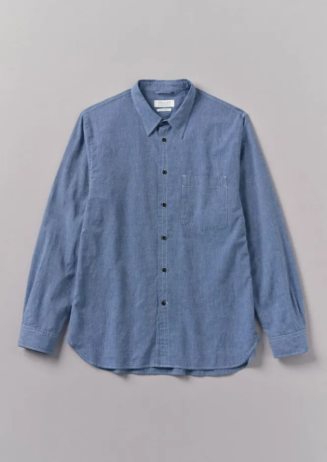 Linen|Workwear-TOAST Chambray Cotton Linen Shirt DustyNavy