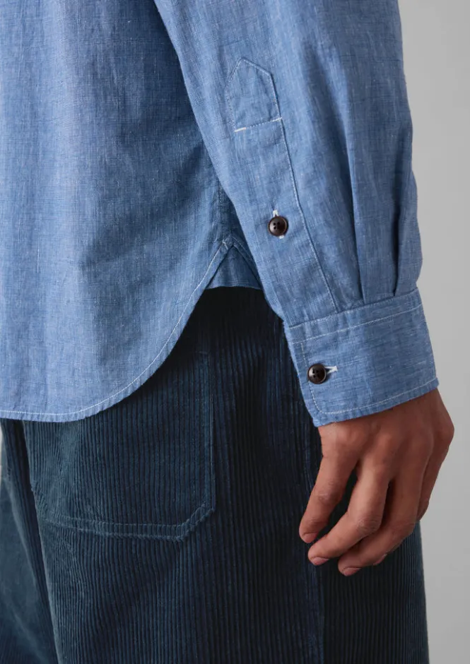 Linen|Workwear-TOAST Chambray Cotton Linen Shirt DustyNavy