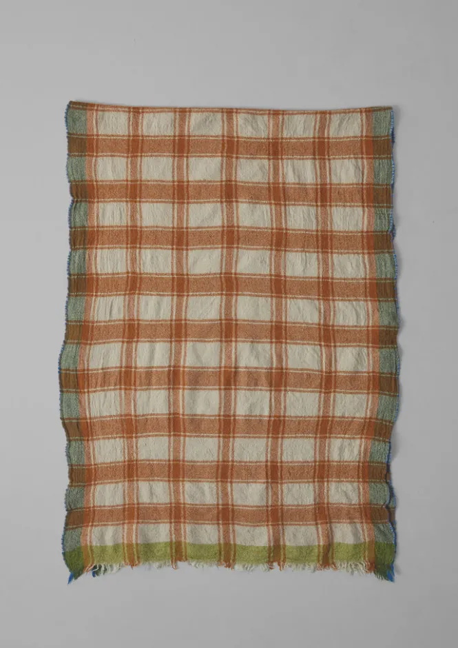Hats, Scarves & Gloves-TOAST Check Boiled Wool Scarf Rust