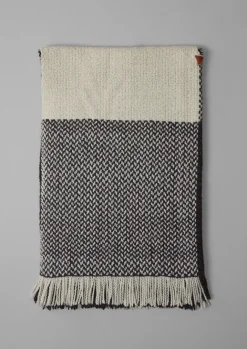 Hats, Scarves & Gloves|Knitwear-TOAST Check Merino Blend Wrap Slate/Ecru