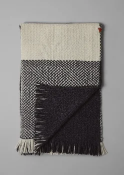 Hats, Scarves & Gloves|Knitwear-TOAST Check Merino Blend Wrap Slate/Ecru