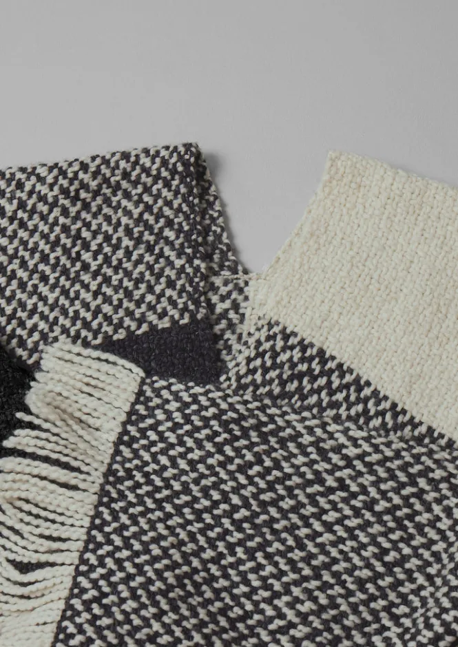 Hats, Scarves & Gloves|Knitwear-TOAST Check Merino Blend Wrap Slate/Ecru