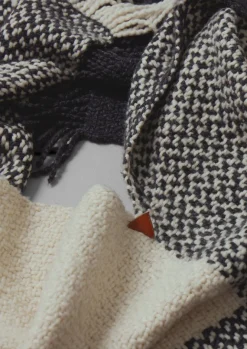 Hats, Scarves & Gloves|Knitwear-TOAST Check Merino Blend Wrap Slate/Ecru