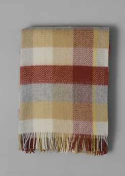 Textiles|Blankets & Throws-TOAST Chevron Check Wool Blanket Celery/Rust