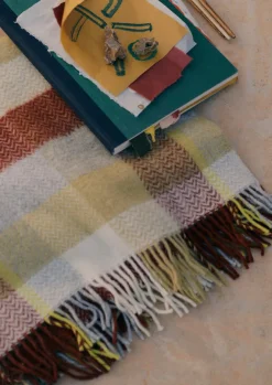 Textiles|Blankets & Throws-TOAST Chevron Check Wool Blanket Celery/Rust