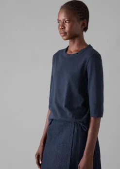 Jersey|Tops & Tees-TOAST Cleo Garment Dyed Organic Cotton Tee Indigo