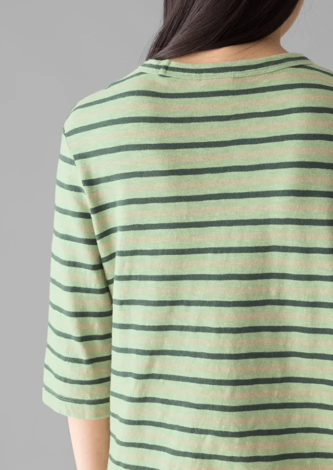 Jersey|Tops & Tees-TOAST Cleo Stripe Cotton Half Sleeve Tee Sage