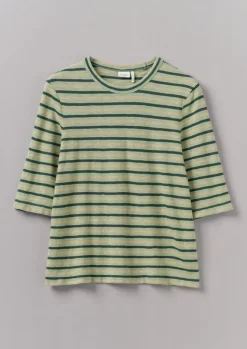 Jersey|Tops & Tees-TOAST Cleo Stripe Cotton Half Sleeve Tee Sage