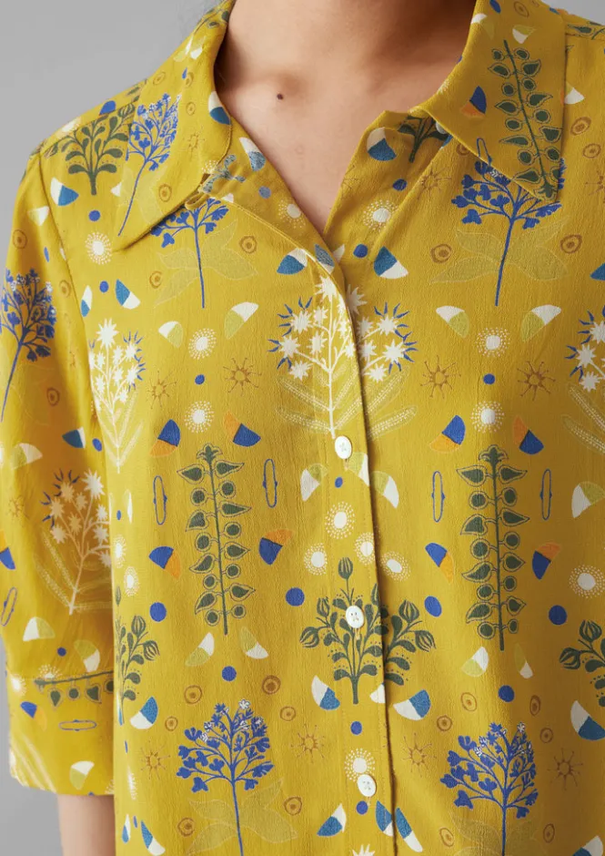 Shirts|Tops & Tees-TOAST Collector Print Crepe Shirt GoldenOchre