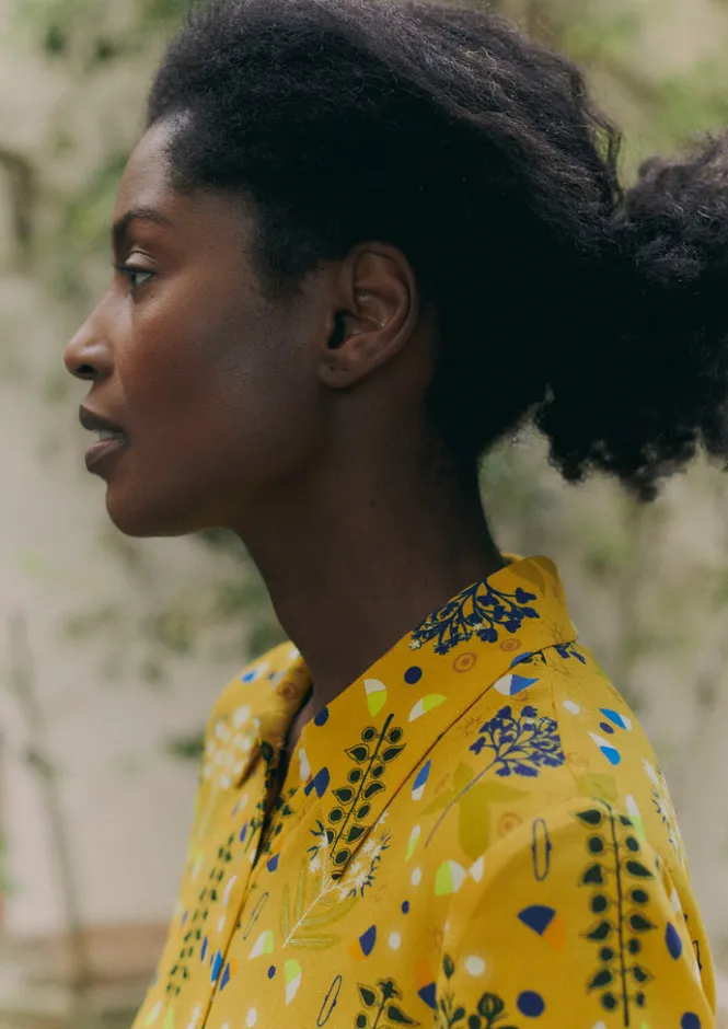 Dresses-TOAST Collector Print Fluid Shirt Dress GoldenOchre