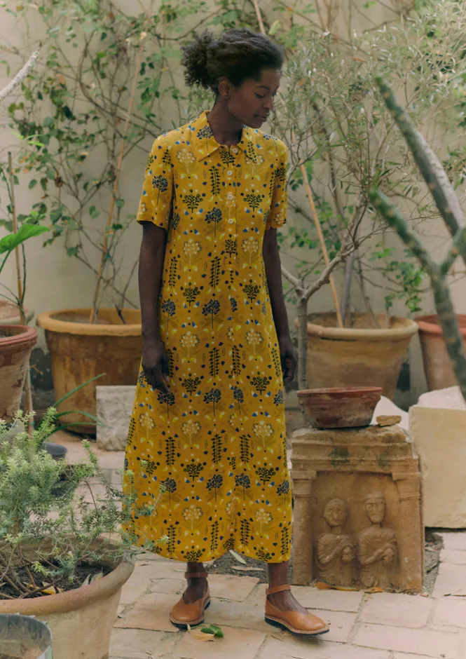 Dresses-TOAST Collector Print Fluid Shirt Dress GoldenOchre