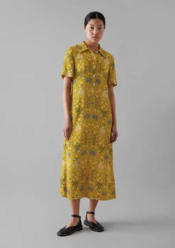 Dresses-TOAST Collector Print Fluid Shirt Dress GoldenOchre