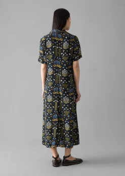 Dresses-TOAST Collector Print Fluid Shirt Dress OilGreen