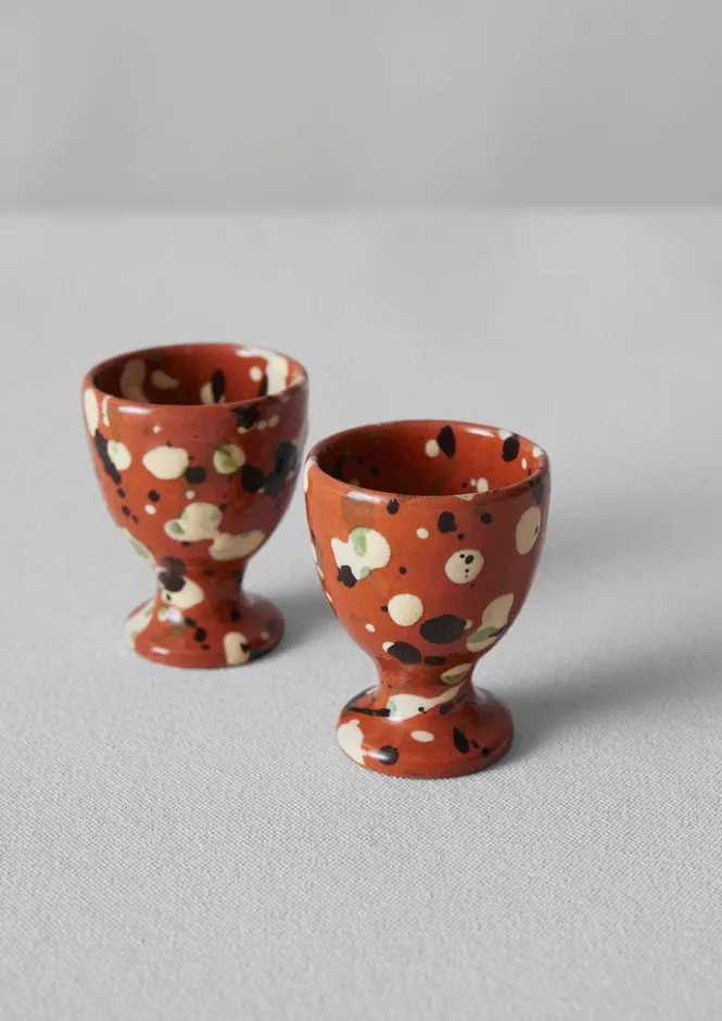 Ceramics|Kitchen-TOAST Cortona Splatter Egg Cup Set Terracotta/Multi