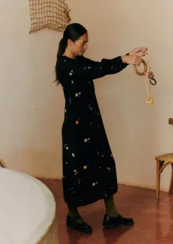 Dresses-TOAST Cosmic Dot Print Column Dress Black