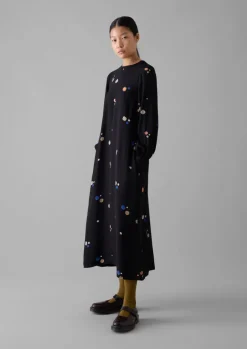 Dresses-TOAST Cosmic Dot Print Column Dress Black
