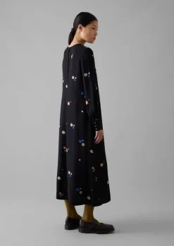 Dresses-TOAST Cosmic Dot Print Column Dress Black