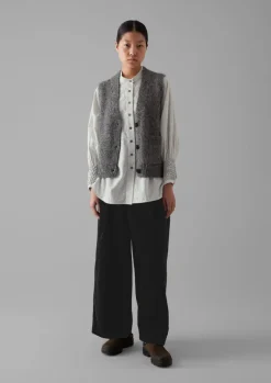 Knitwear-TOAST Cotton Alpaca Button Through Tank GreyMelange