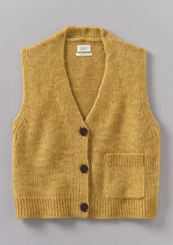 Knitwear-TOAST Cotton Alpaca Button Through Tank DijonYellow