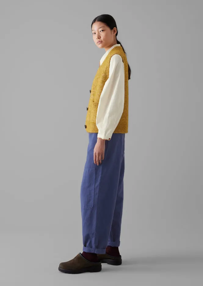 Knitwear-TOAST Cotton Alpaca Button Through Tank DijonYellow