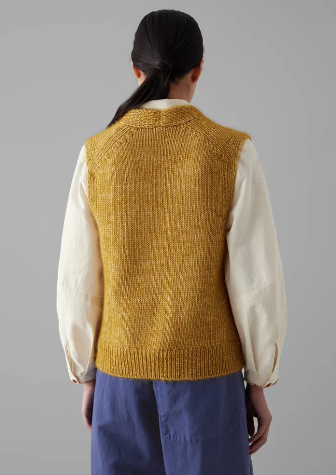 Knitwear-TOAST Cotton Alpaca Button Through Tank DijonYellow