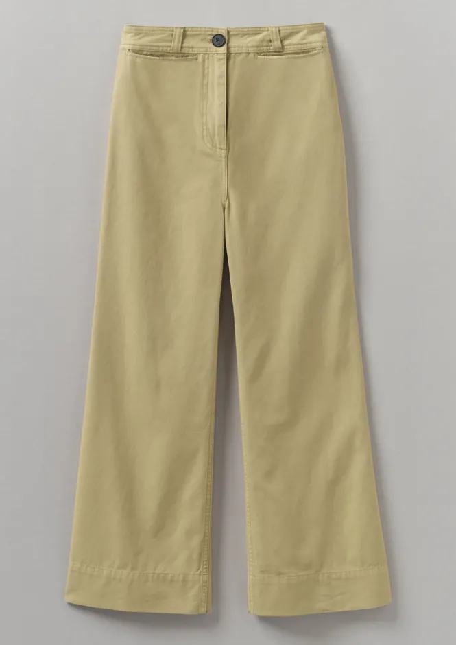 Trousers-TOAST Cotton Canvas Kick Flare Trousers ShaleStone