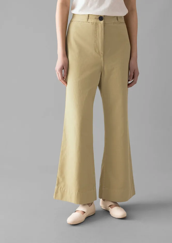 Trousers-TOAST Cotton Canvas Kick Flare Trousers ShaleStone