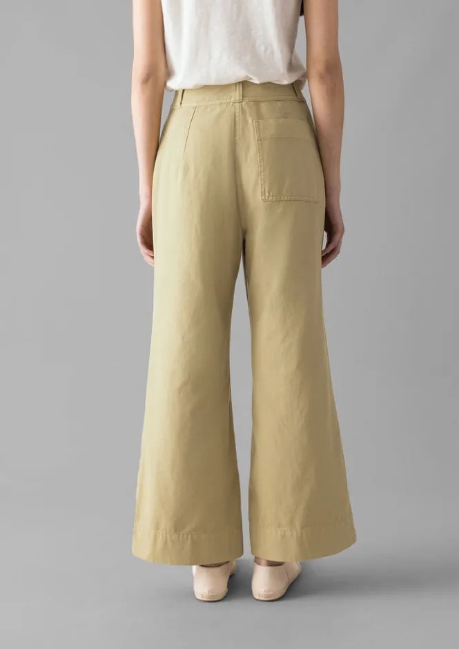 Trousers-TOAST Cotton Canvas Kick Flare Trousers ShaleStone