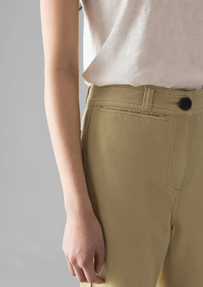 Trousers-TOAST Cotton Canvas Kick Flare Trousers ShaleStone