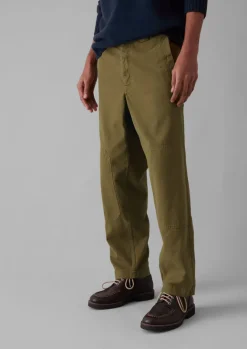 Trousers-TOAST Cotton Canvas Tapered Trousers WoodlandGreen