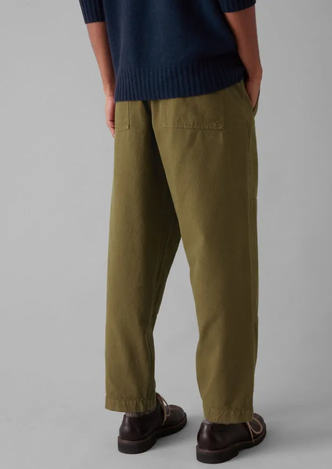 Trousers-TOAST Cotton Canvas Tapered Trousers WoodlandGreen