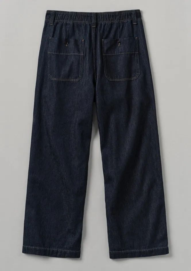 Denim|Trousers-TOAST Cotton Hemp Denim Cargo Trousers Indigo