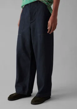 Denim|Trousers-TOAST Cotton Hemp Denim Cargo Trousers Indigo