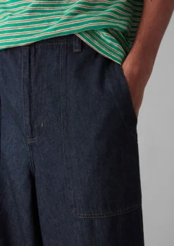 Denim|Trousers-TOAST Cotton Hemp Denim Cargo Trousers Indigo