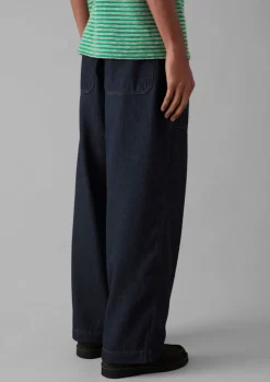 Denim|Trousers-TOAST Cotton Hemp Denim Cargo Trousers Indigo