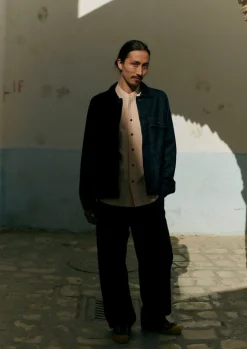 Denim|Trousers-TOAST Cotton Hemp Denim Cargo Trousers Indigo