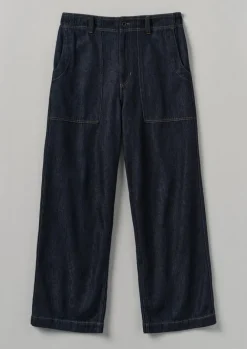 Denim|Trousers-TOAST Cotton Hemp Denim Cargo Trousers Indigo