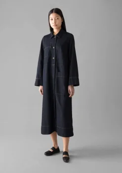 Denim|Workwear-TOAST Cotton Hemp Denim Dress Indigo
