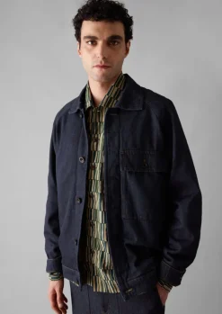 Denim|Workwear-TOAST Cotton Hemp Denim Jacket Indigo