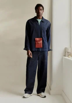 Denim|Workwear-TOAST Cotton Hemp Denim Smock Shirt Indigo