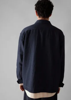Denim|Workwear-TOAST Cotton Hemp Denim Smock Shirt Indigo