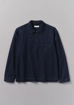 Denim|Workwear-TOAST Cotton Hemp Denim Smock Shirt Indigo