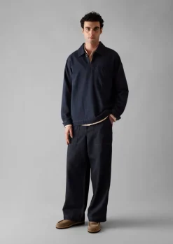 Denim|Workwear-TOAST Cotton Hemp Denim Smock Shirt Indigo