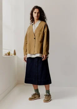 Denim|Skirts-TOAST Cotton Hemp Denim Wrap Skirt Indigo